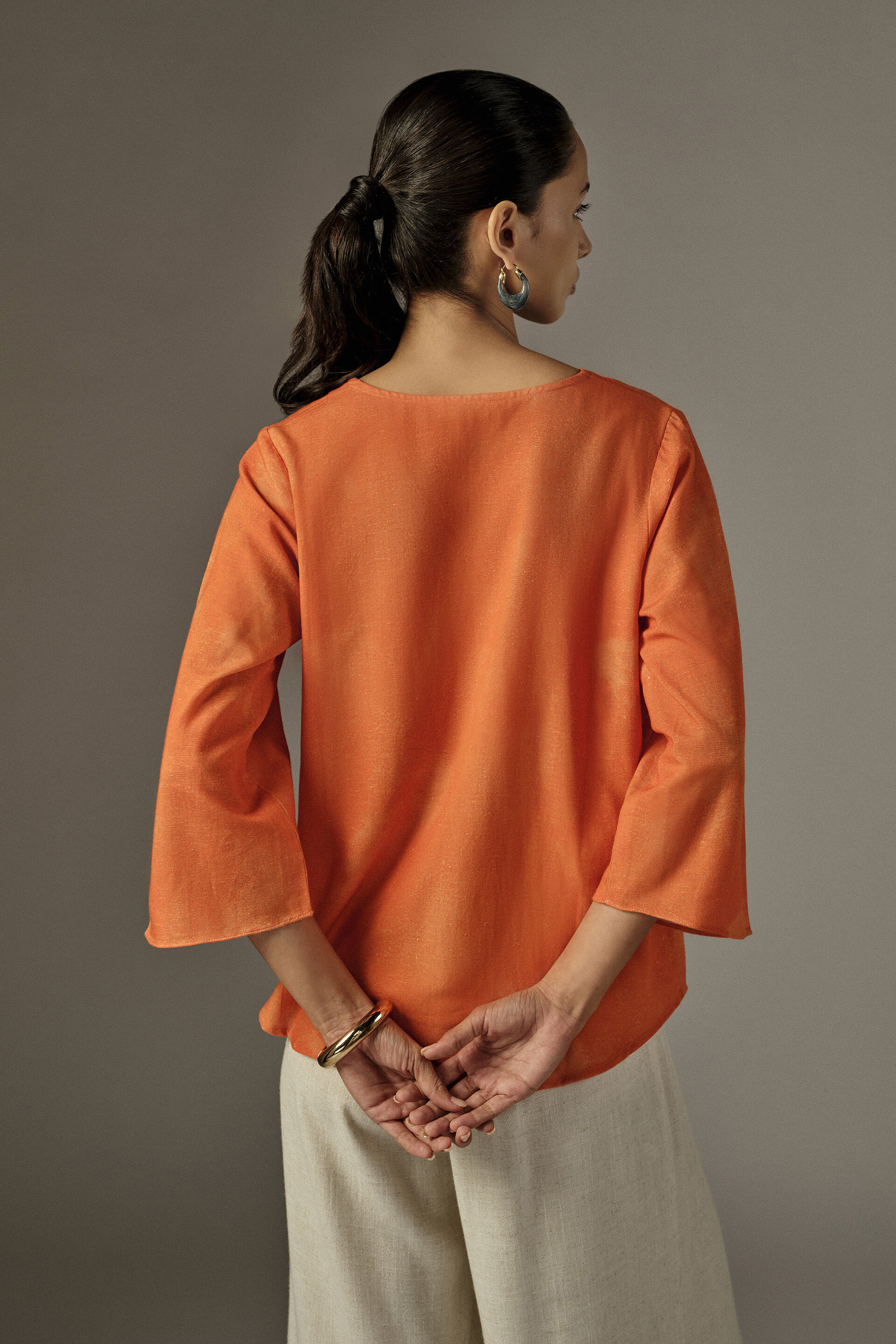 Summer Statement Floral Top in Orange, Orange, image 6